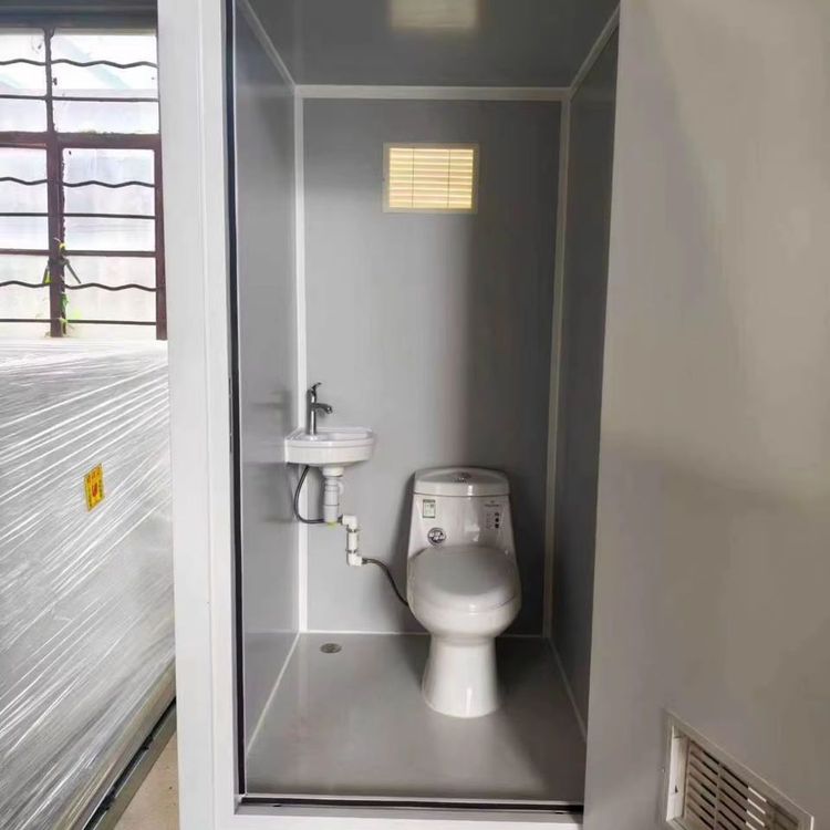 Cabina de Baño Portátil Económica con Lavabo Integrado, Piso de Acero Inoxidable, WC Temporal para Exteriores para Proyectos de Construcción
