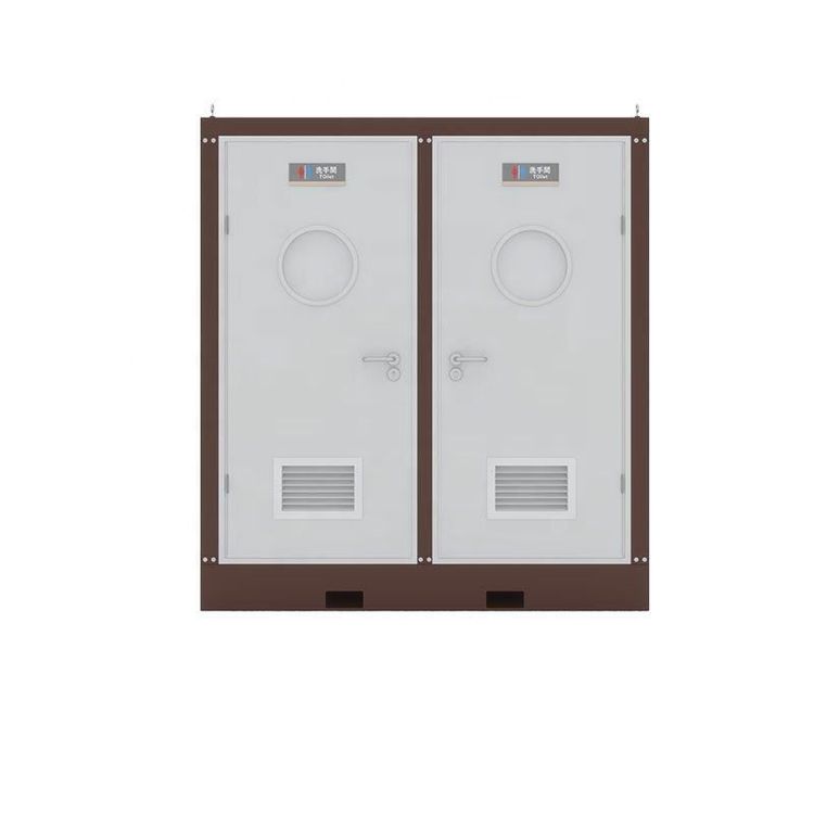 Baño Portátil Móvil de Doble Compartimento, Cabina de Baño Pública Exterior Prefabricada de Doble Cabina, Lámina Galvanizada Ecológica