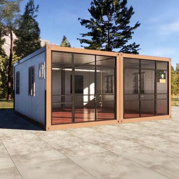Quickly Assembled 20ft Glass Curtain Wall Breathable Container House for Outdoor Use Luxury Apartment Two Bedrooms Hotel Office