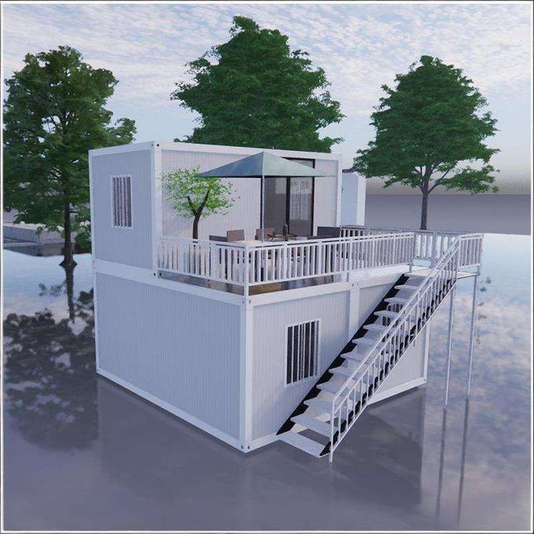 Nhà văn phòng container hiện đại 2 tầng, nhà lắp ghép bán sẵn, căn hộ kiểu khách sạn sang trọng 2-3 phòng ngủ, kích thước 20ft/40ft