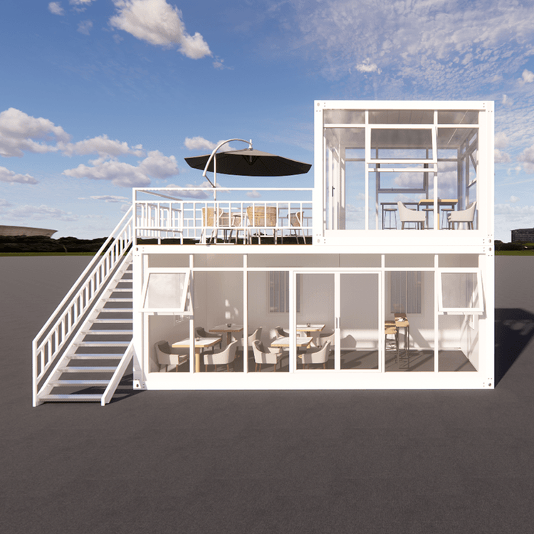 Casa Contenedor Moderna de 2 Pisos en Venta, Expandible, para Restaurante, Cafetería, Bar de Comida, Mini Cafetería, Sala de Estar, Vestíbulo
